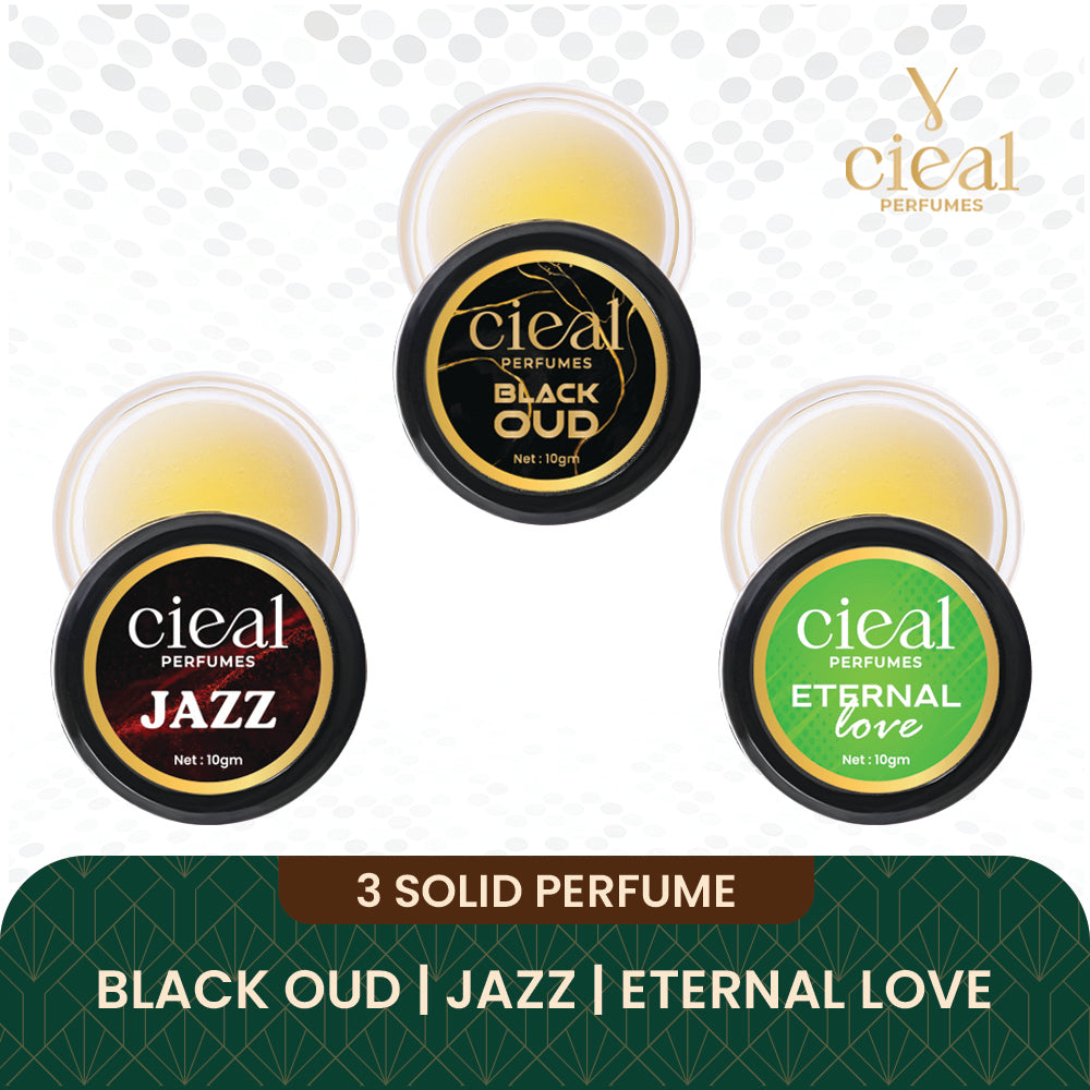 CIEAL Solid Perfume Set of 3 – Black Oud, Jazz &amp; Eternal Love | 10g Each