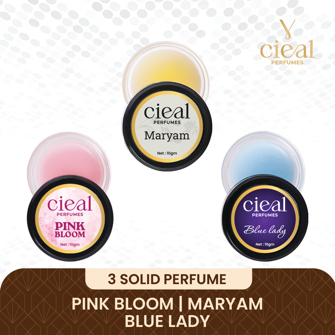 CIEAL SOLID PERFUME SET OF 3 – PINK BLOOM | MARYAM | BLUE LADY