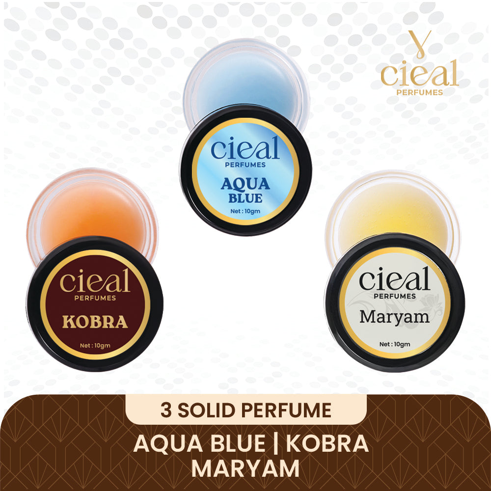 CIEAL Solid Perfume Set of 3 – Aqua Blue, Maryam & Kobra | 10g Each