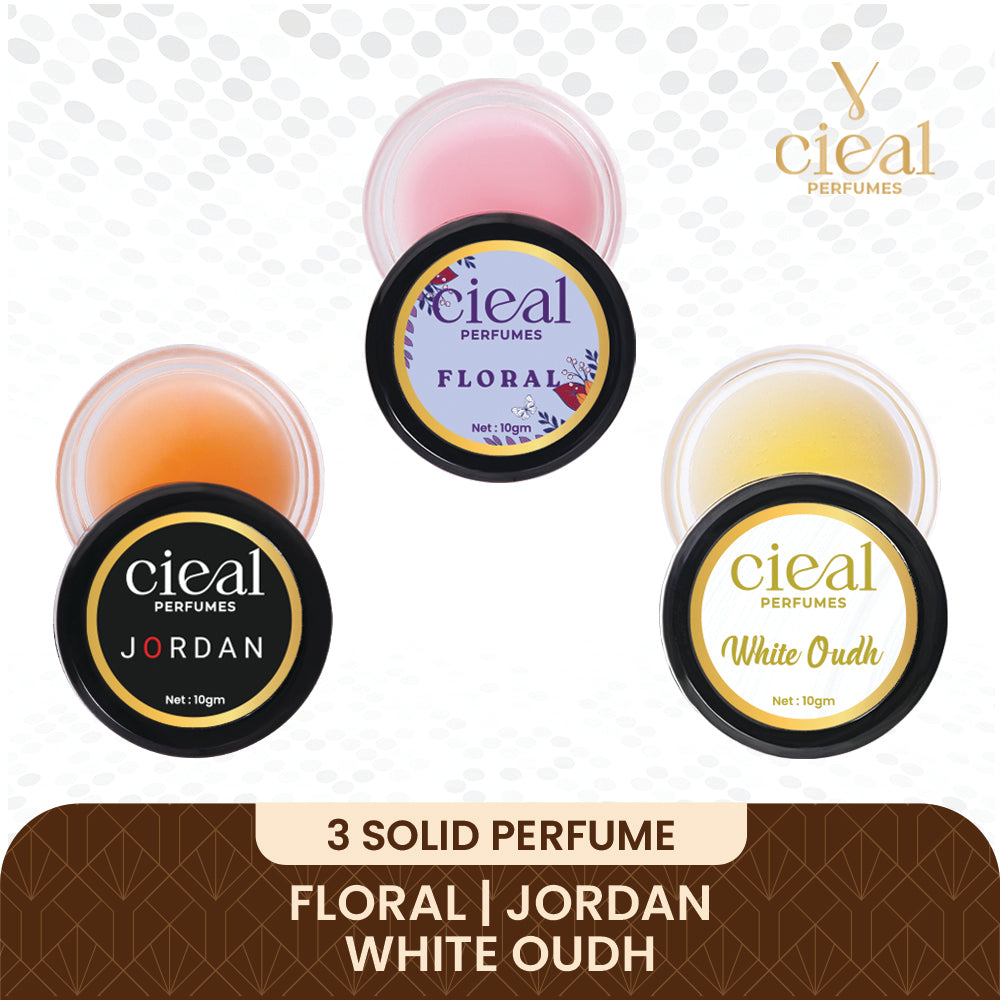 CIEAL Solid Perfume Set of 3 – Floral, Jordan & White Oud | 10g Each