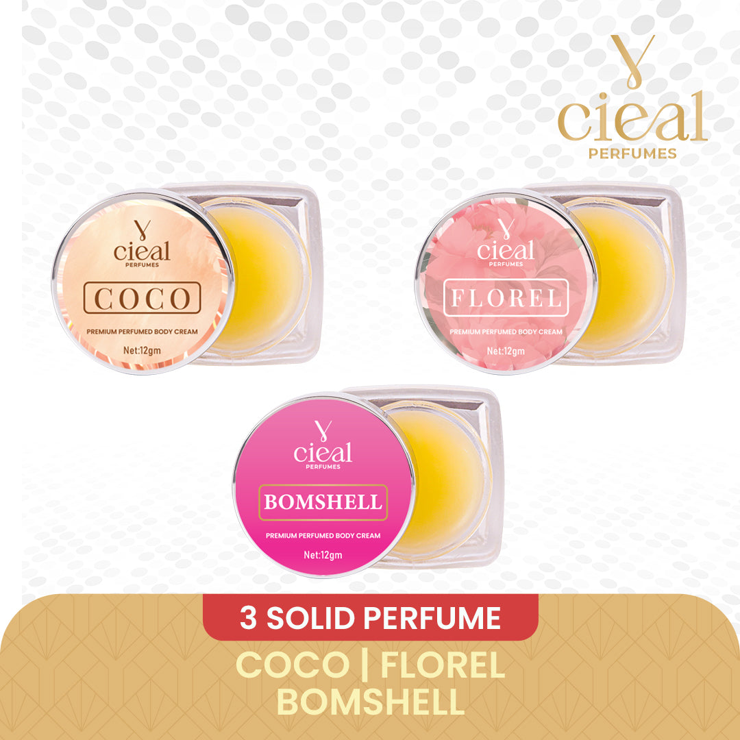 CIEAL PREMIUM SOLID PERFUME SET OF 3 – INSPIRED BY PURPLE OUD | FLORAL | BOMBSHELL (FOR WOMEN)