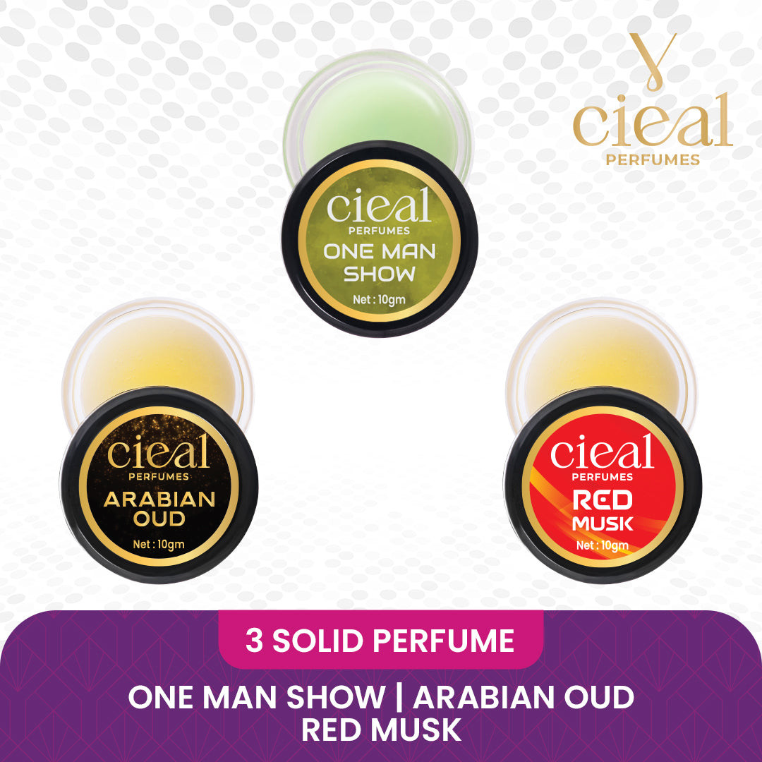 CIEAL SOLID PERFUME SET OF 3 – ARABIAN OUD | RED MUSK | ASEEL