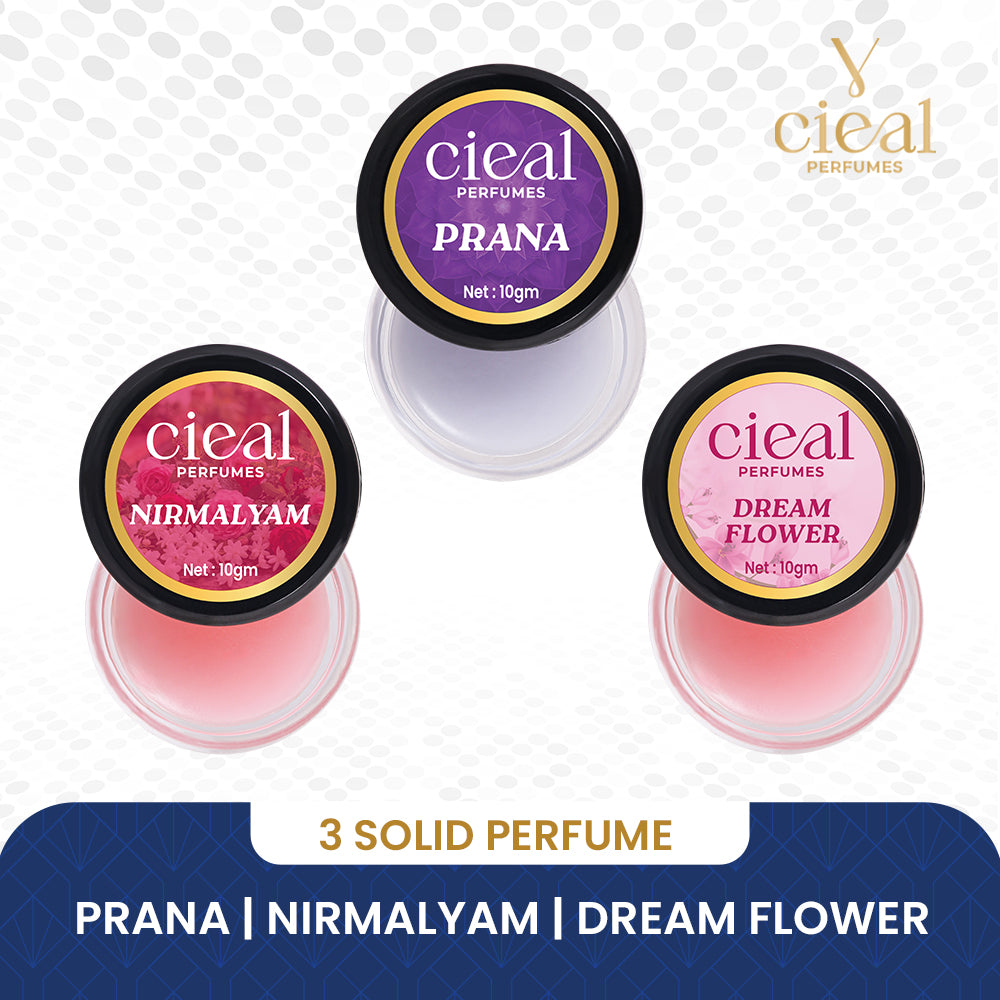 CIEAL Solid Perfume Set of 3 – Prana, Nirmalyam & Dream Flower  10g Each