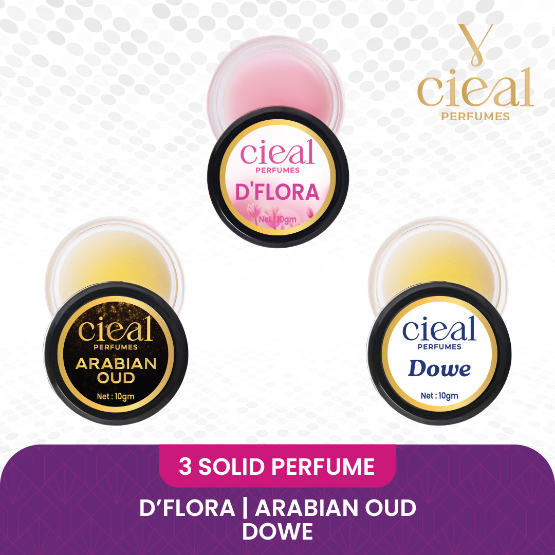 CIEAL SOLID PERFUME SET OF 3 – D' FLORA | ARABIAN OUD | DOWE