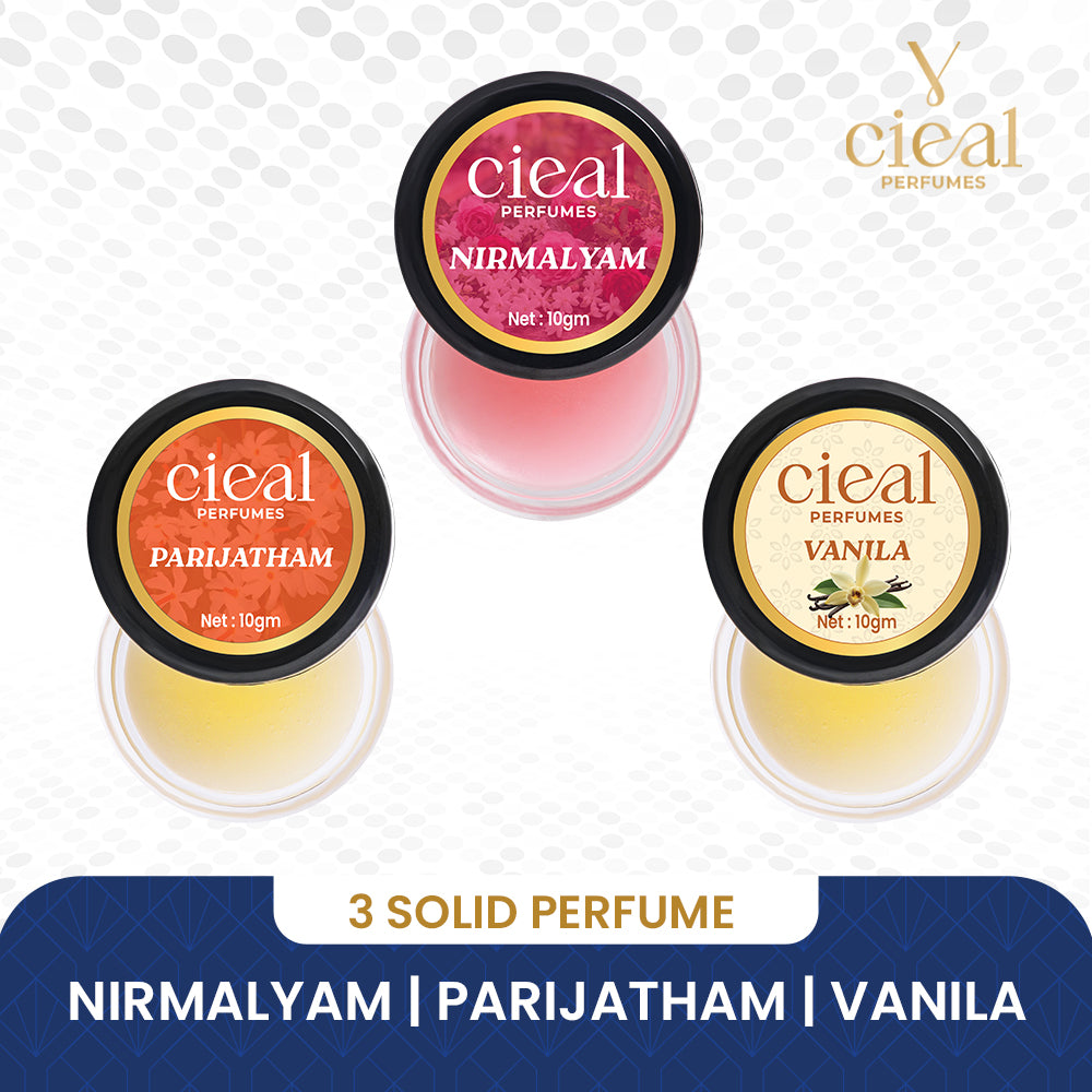 CIEAL Solid Perfume Set of 3 – Nirmalyam, Vanilla & Parijatham 10g Each