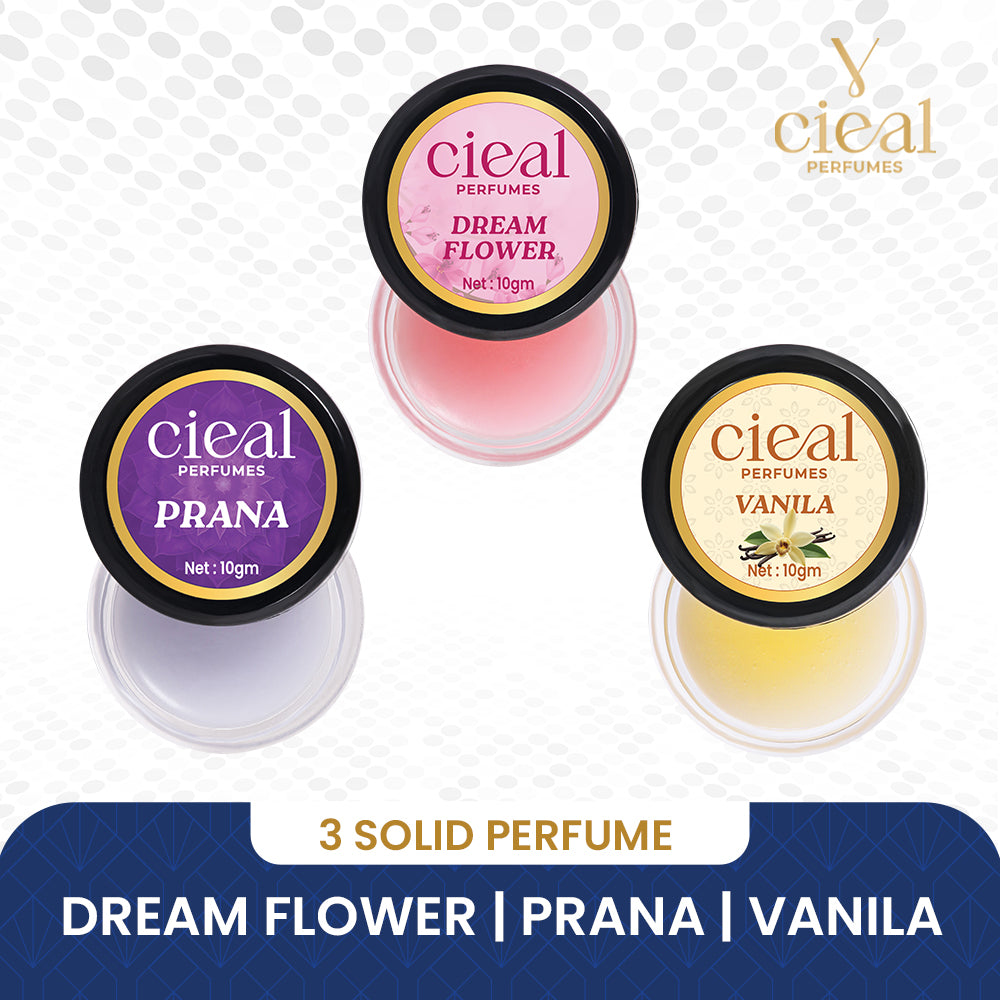 CIEAL Solid Perfume Set of 3 – Dream Flower, Prana & Vanilla  10g Each