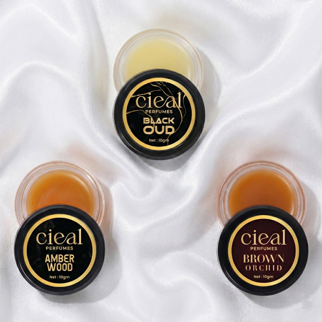 CIEAL SOLID PERFUME SET OF 3 – AMBER WOOD | BLACK OUD | BROWN ORCHID