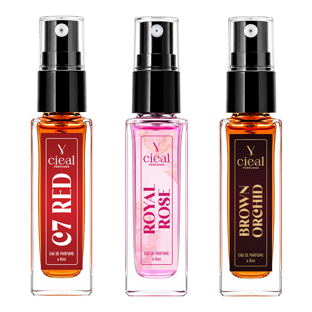 CIEAL Perfume Spray Gift Set of 3 – Brown Orchid, Royal Rose & CR7 – 8ml Each