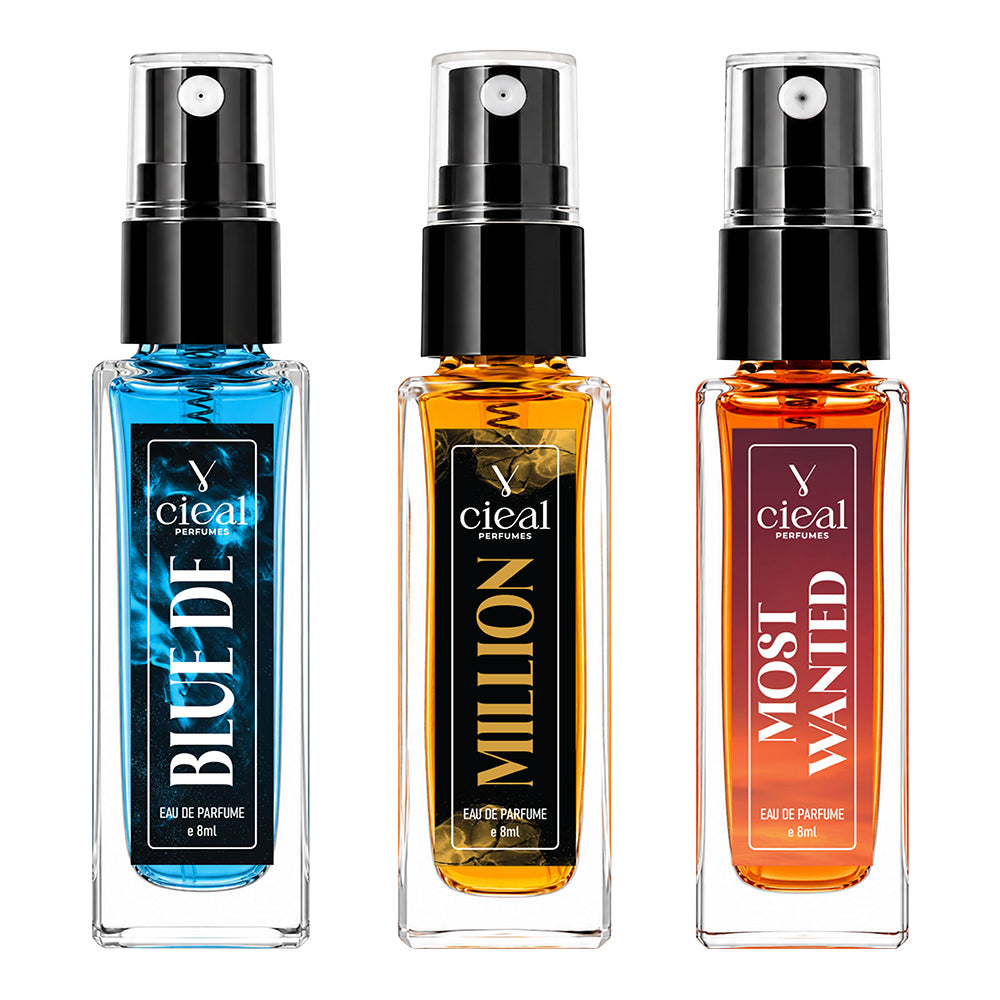 CIEAL Perfume Spray Gift Set of 3 – BLUE DE, MOST WANTED & MILLION – 8ml Each