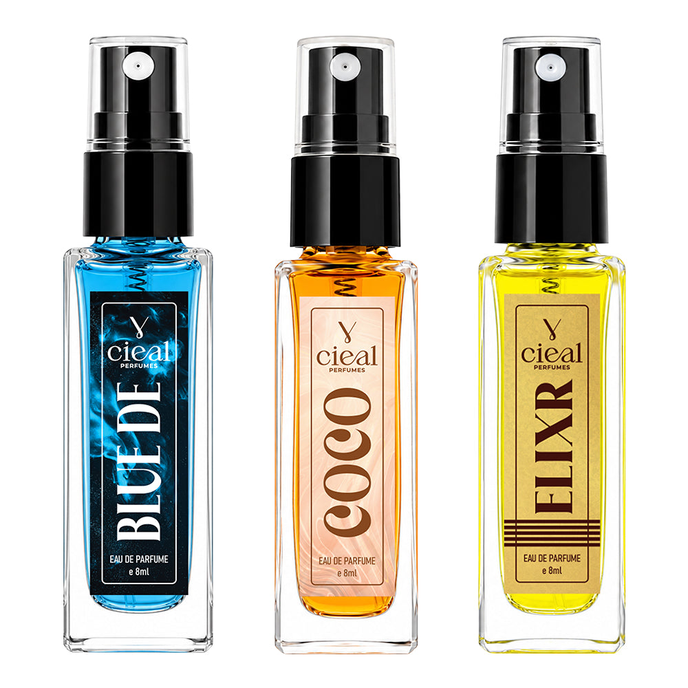 CIEAL Perfume Spray Gift Set of 3 – COCO, ELIXIR & BLUE DE – 8ml Each