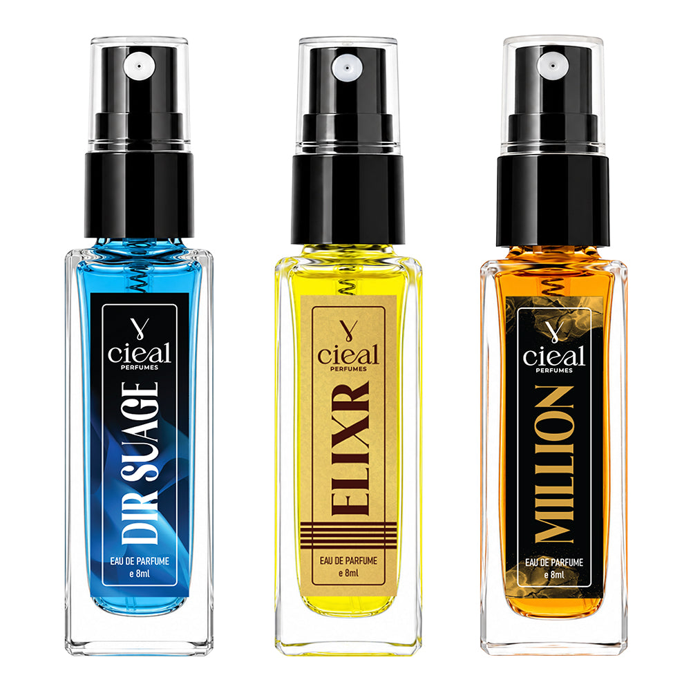 CIEAL Perfume Spray Gift Set of 3 – DIR SUAGE, ELIXIR & MILLION – 8 ml each