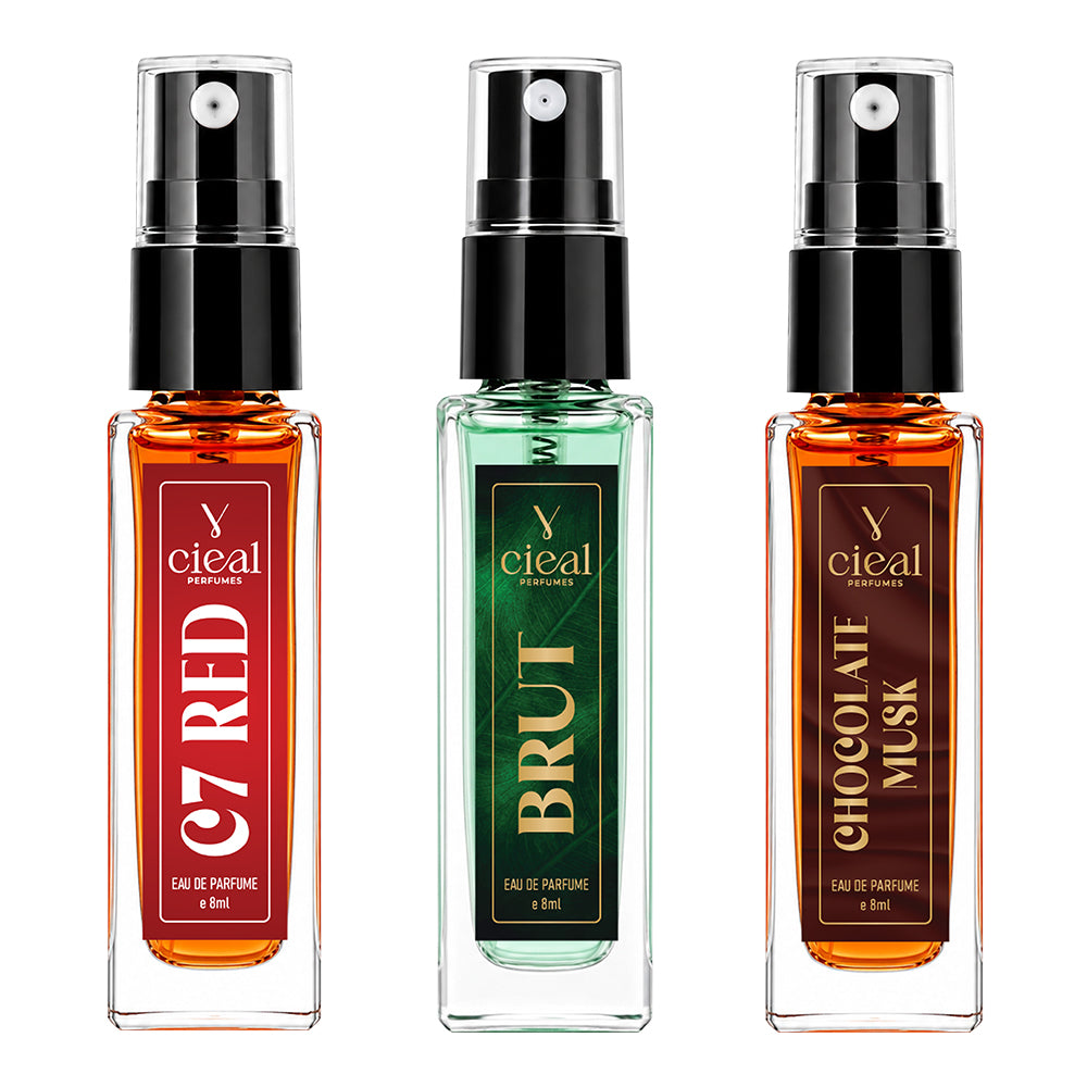 CIEAL Perfume Spray Gift Set of 3 – Chocolate Musk, Brut & CR7 – 8ml Each