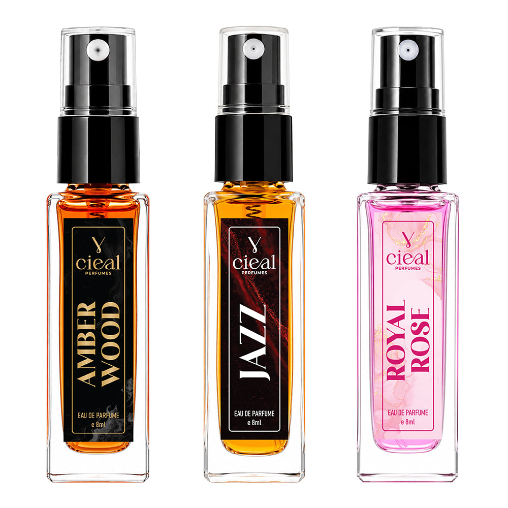 CIEAL Perfume Spray Gift Set of 3 – Amber Wood, Royal Rose &Jazz – 8ml Each