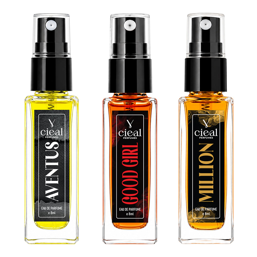 CIEAL Perfume Spray Gift Set of 3 – MILLION, AVENTUS & GOOD GIRL – 8ml Each