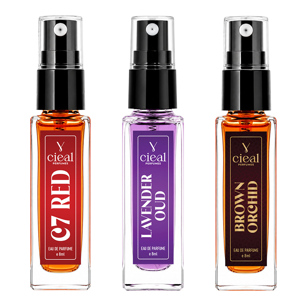 CIEAL Perfume Spray Gift Set of 3 – Brown Orchid, CR7 &Lavender Oud – 8ml Each