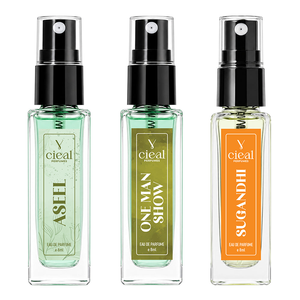 CIEAL Perfume Spray Gift Set of 3 – Aseel, Sugandi & One Man Show – 8ml Each