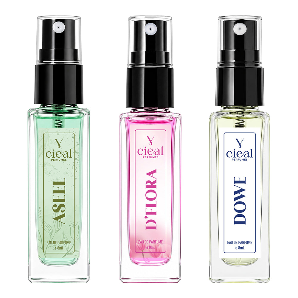 CIEAL Perfume Spray Gift Set of 3 – Aseel, D' Flora & Dowe – 8ml Each