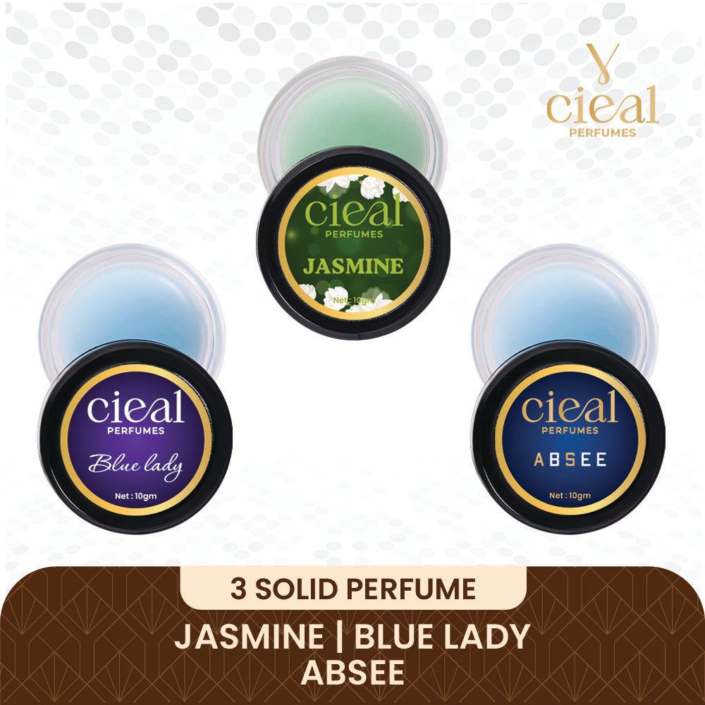CIEAL Solid Perfume Set of 3 – Jasmine, Blue Lady &amp; Absee | 10g Each