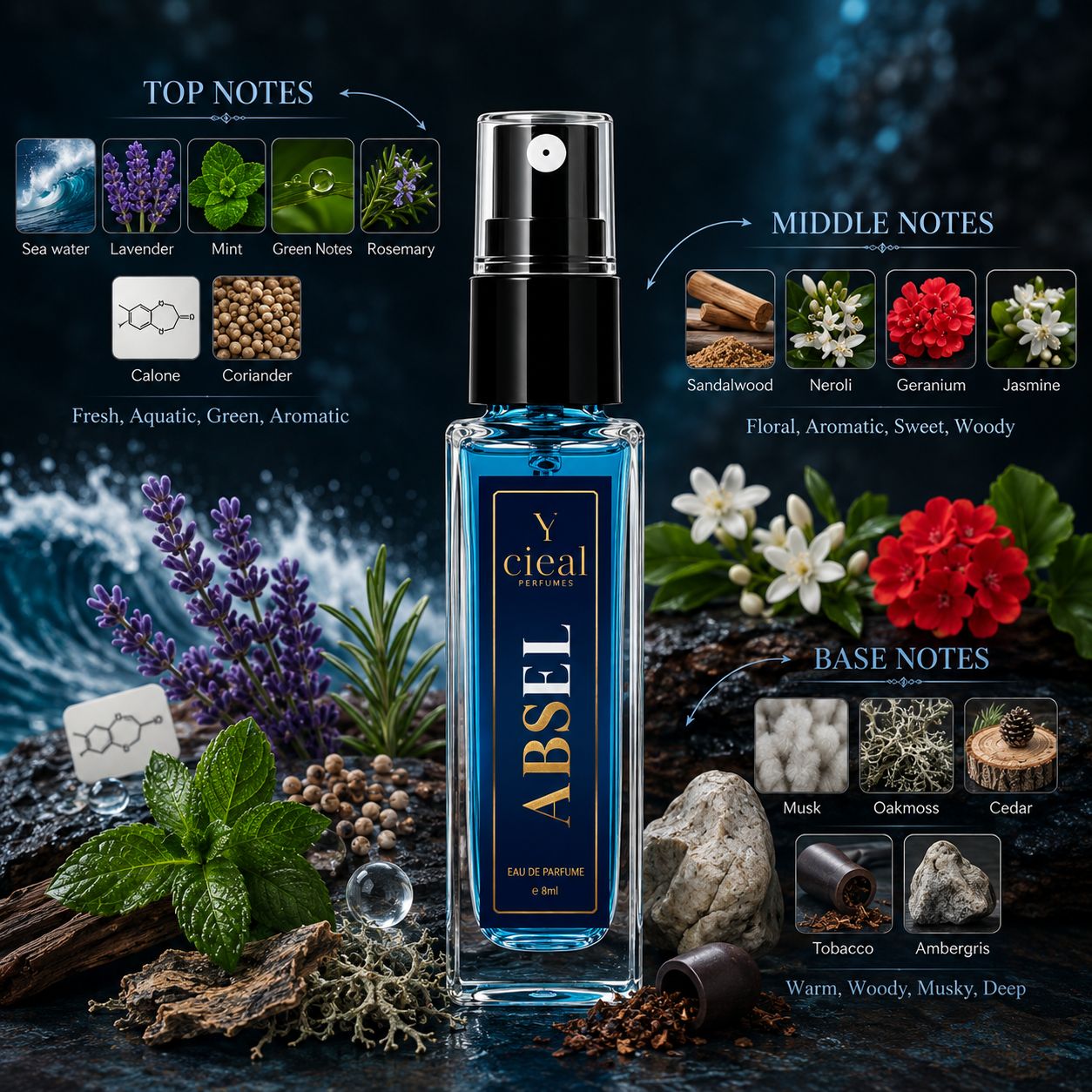 CIEAL Perfume Spray Gift Set of 3 – Royal Miraj, White Oud &amp; Absee – 8ml Each