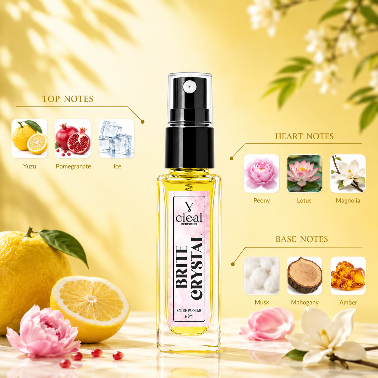 CIEAL Perfume Spray Gift Set of 3 – BRITE CRYSTAL, BLACK OPUS & GOOD GIRL – 8ml Each