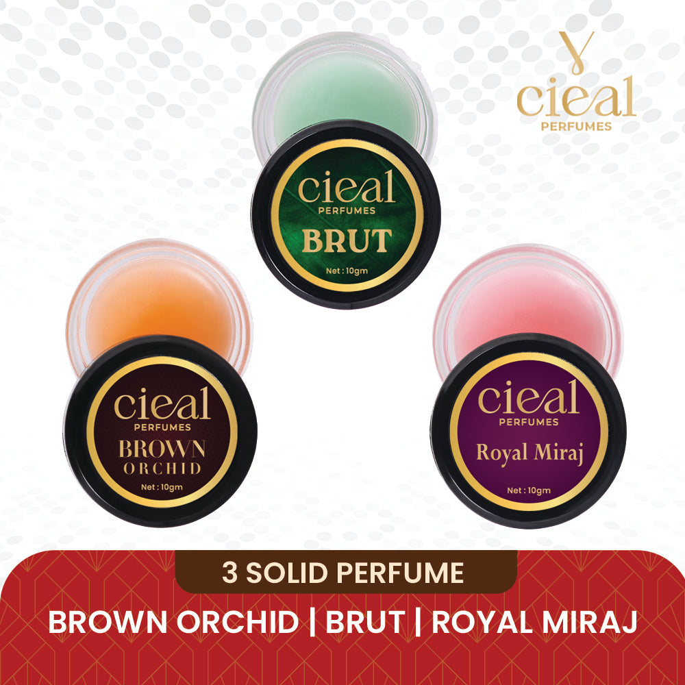 CIEAL SOLID PERFUME SET OF 3 – BRUT | BROWN ORCHID | ROYAL MIRAJ