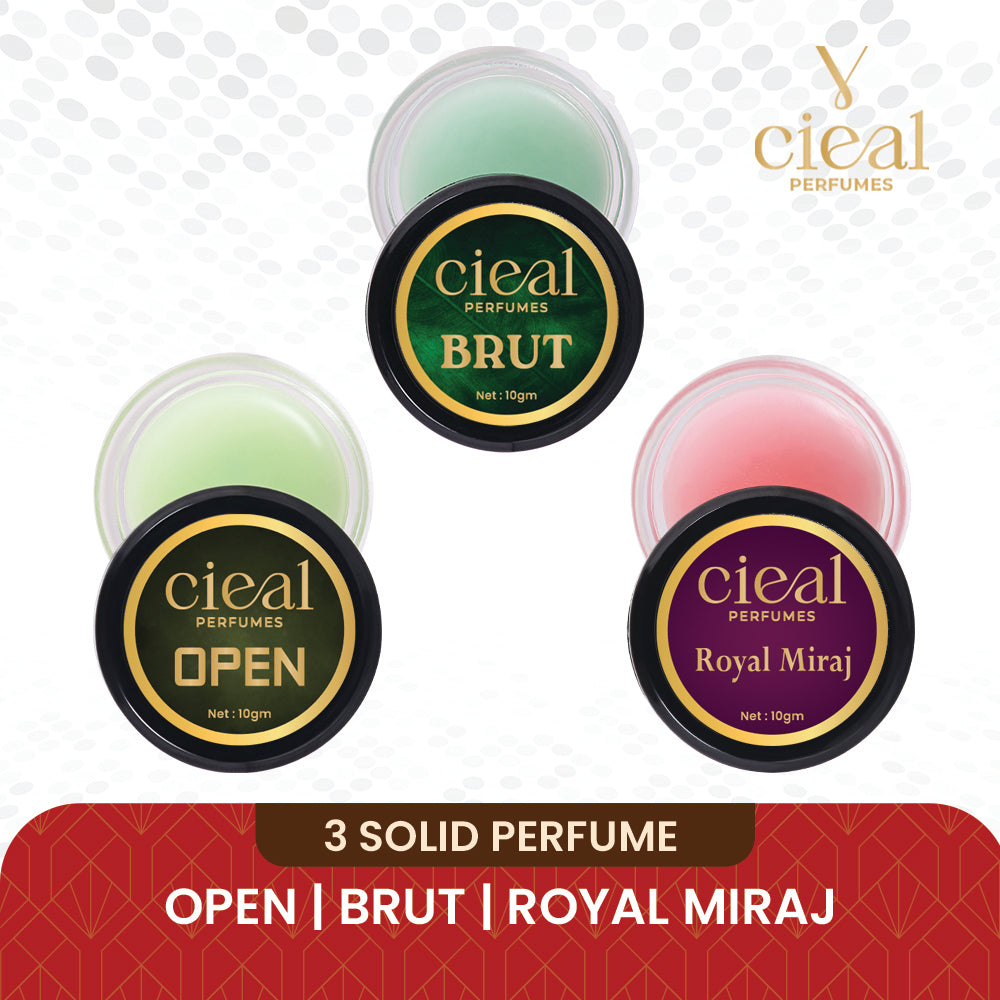 CIEAL SOLID PERFUME SET OF 3 – BRUT | OPEN | ROYAL MIRAJ