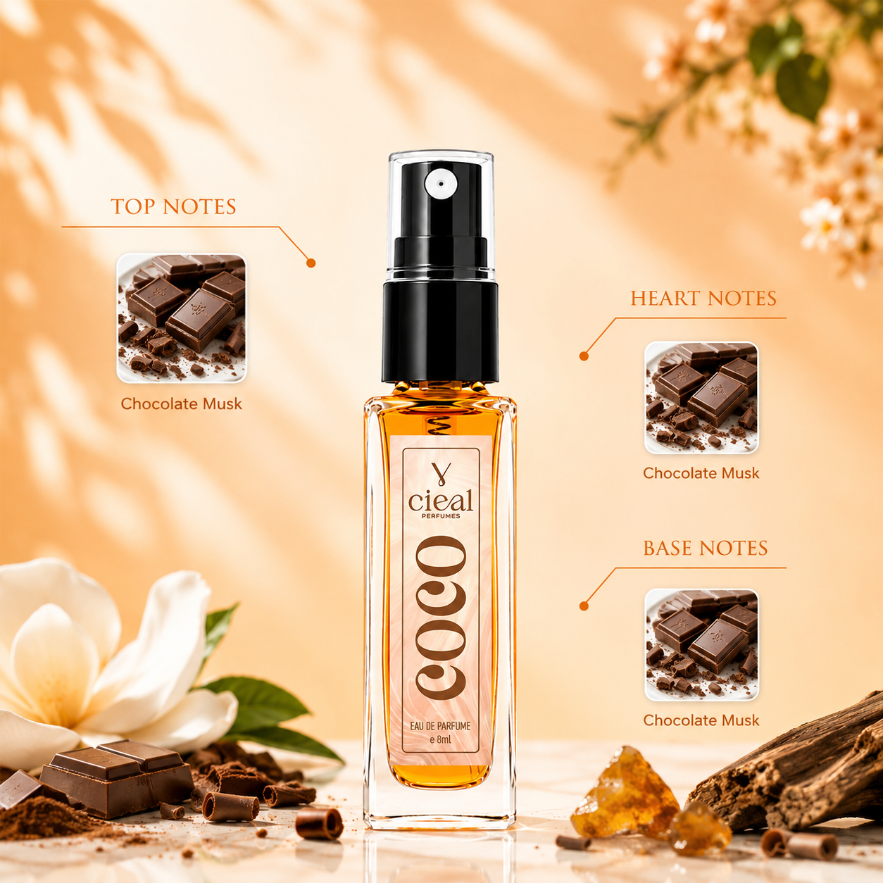 CIEAL Perfume Spray Gift Set of 3 – COCO, ELIXIR & BLUE DE – 8ml Each