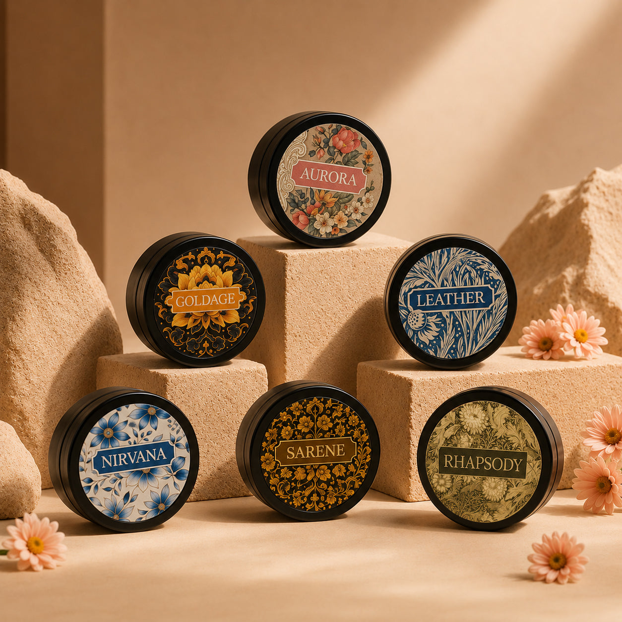 PARIS AROMA PERFUMED BODY CREAM SET OF 6 – LEATHER | RHAPSODY | GOLDAGE | SAREENA | AURORA | NIRVANA.