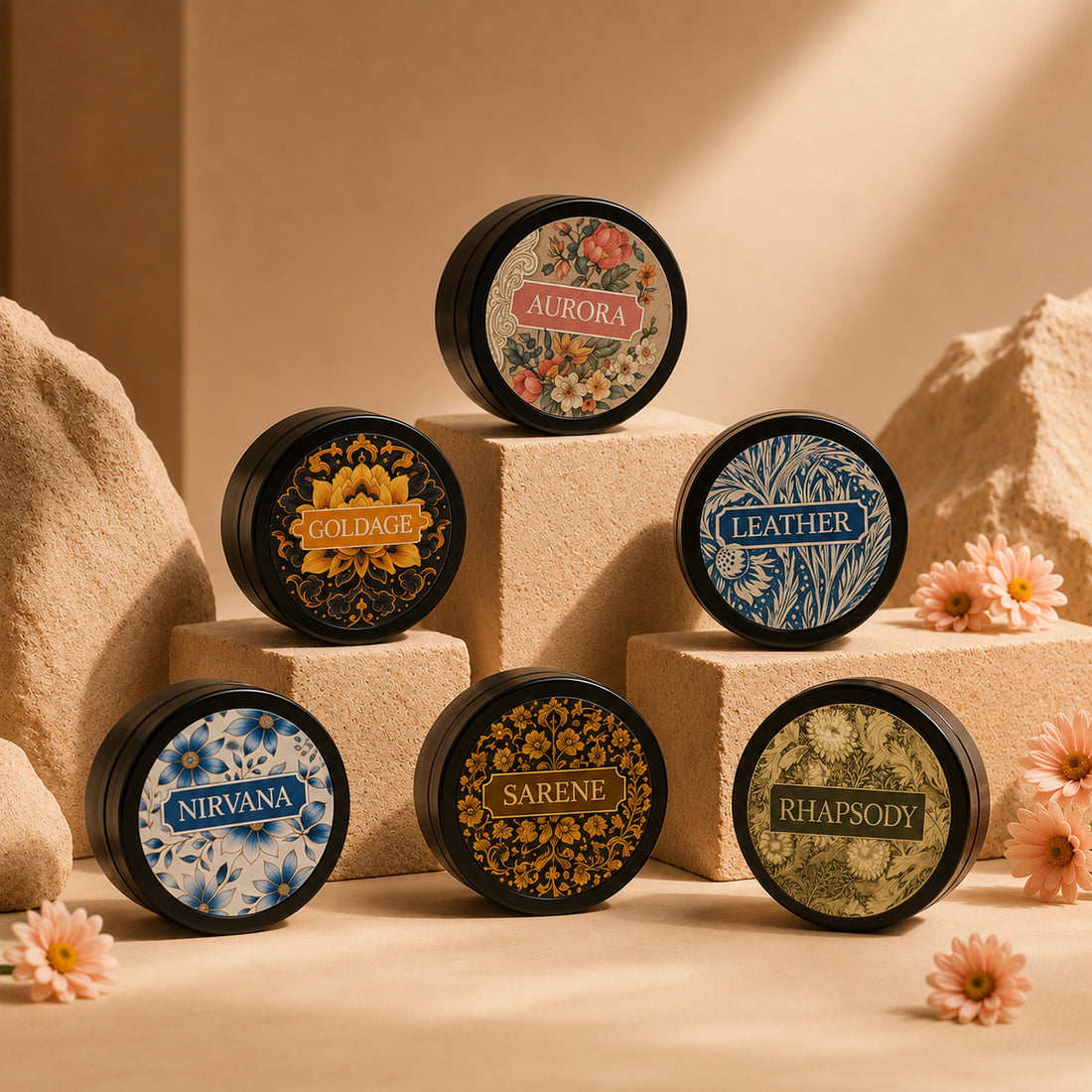 PARIS AROMA PERFUMED BODY CREAM SET OF 6 – LEATHER | RHAPSODY | GOLDAGE | SAREENA | AURORA | NIRVANA.