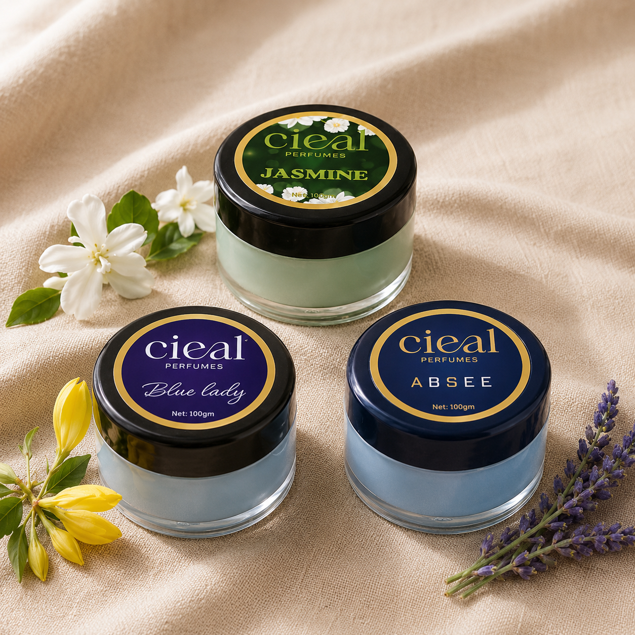 CIEAL Solid Perfume Set of 3 – Jasmine, Blue Lady &amp; Absee | 10g Each