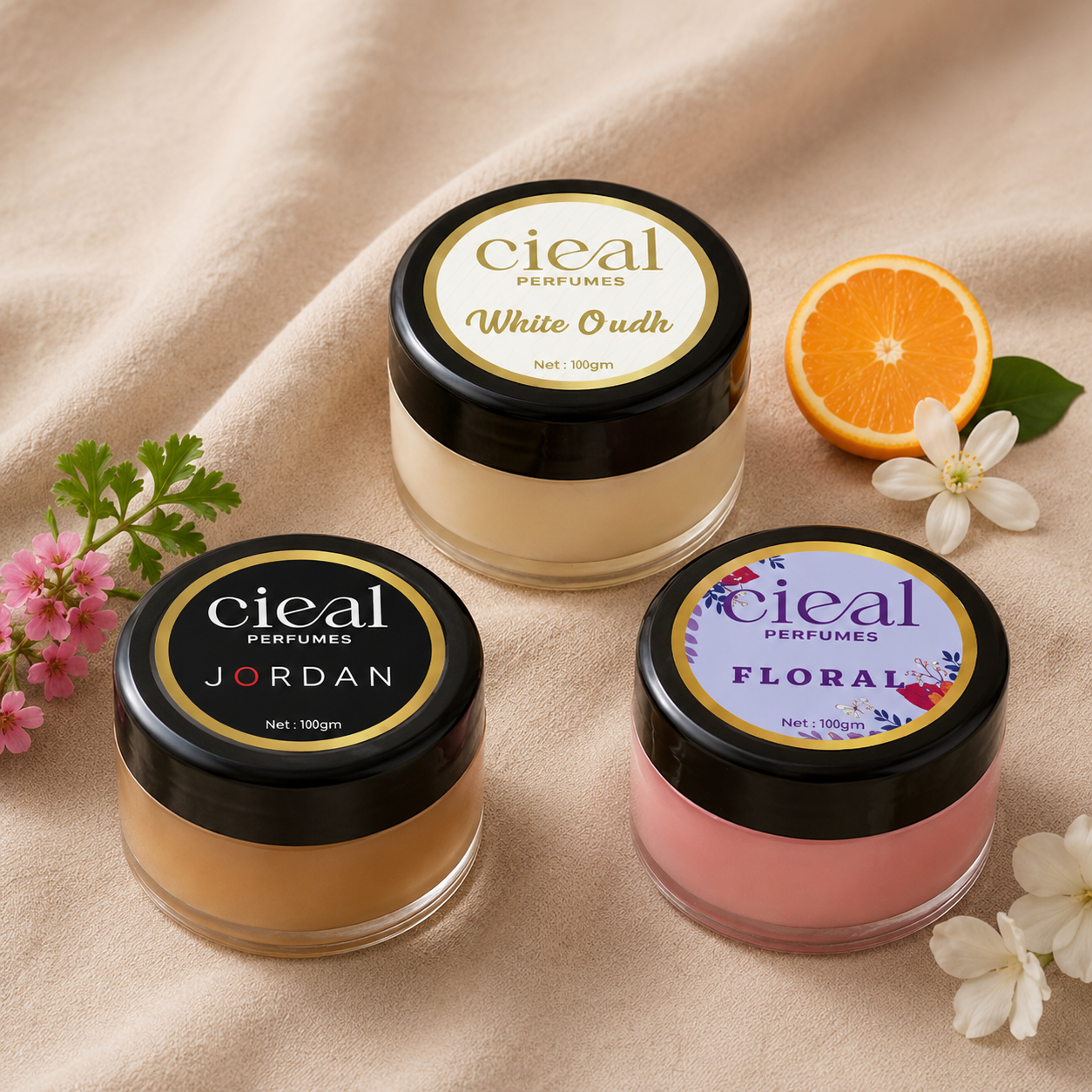 CIEAL Solid Perfume Set of 3 – Floral, Jordan & White Oud | 10g Each