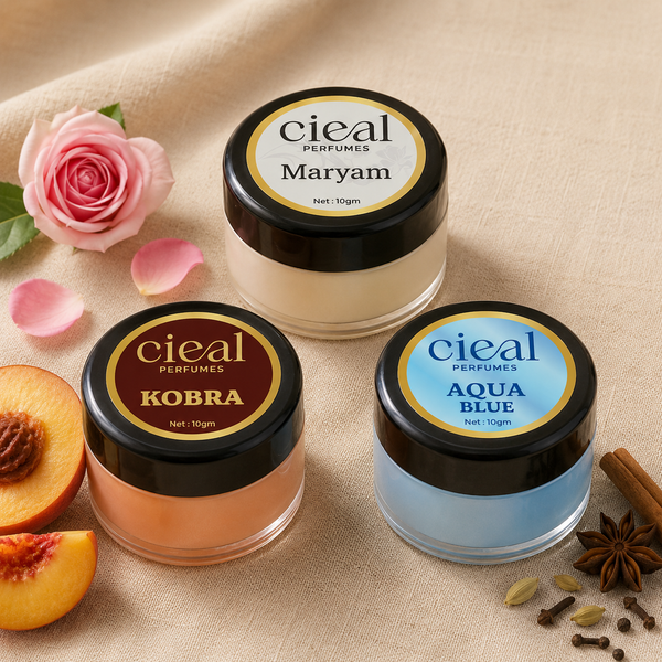 CIEAL Solid Perfume Set of 3 – Aqua Blue, Maryam & Kobra | 10g Each