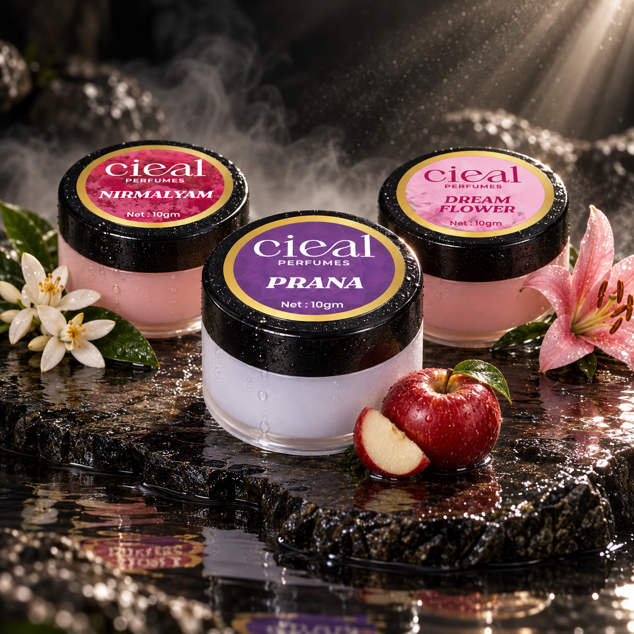CIEAL Solid Perfume Set of 3 – Prana, Nirmalyam & Dream Flower  10g Each
