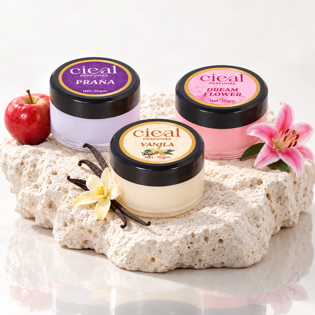 CIEAL Solid Perfume Set of 3 – Dream Flower, Prana & Vanilla  10g Each