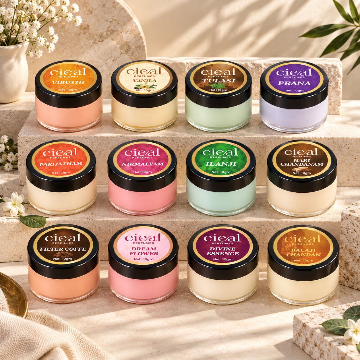 CIEAL Solid Perfume Set of 12 – Complete Premium Collection (Set 4) 10g Each