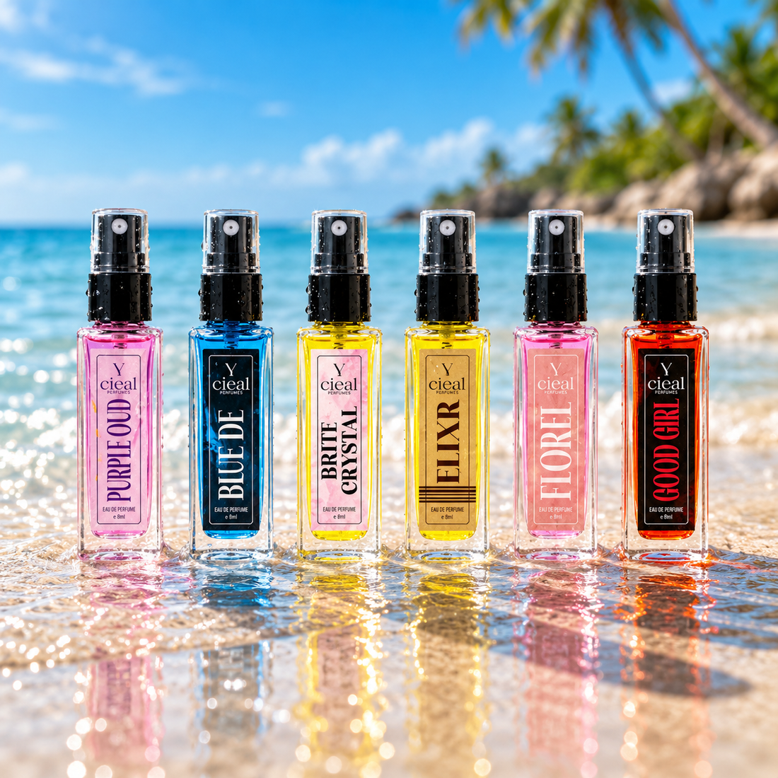 CIEAL Perfume Spray Gift Set of 6 – ELIXIR, BLUE DE, PURPLE OUD, GOOD GIRL, BRITE CRYSTAL & FLOREL – 8 ml each