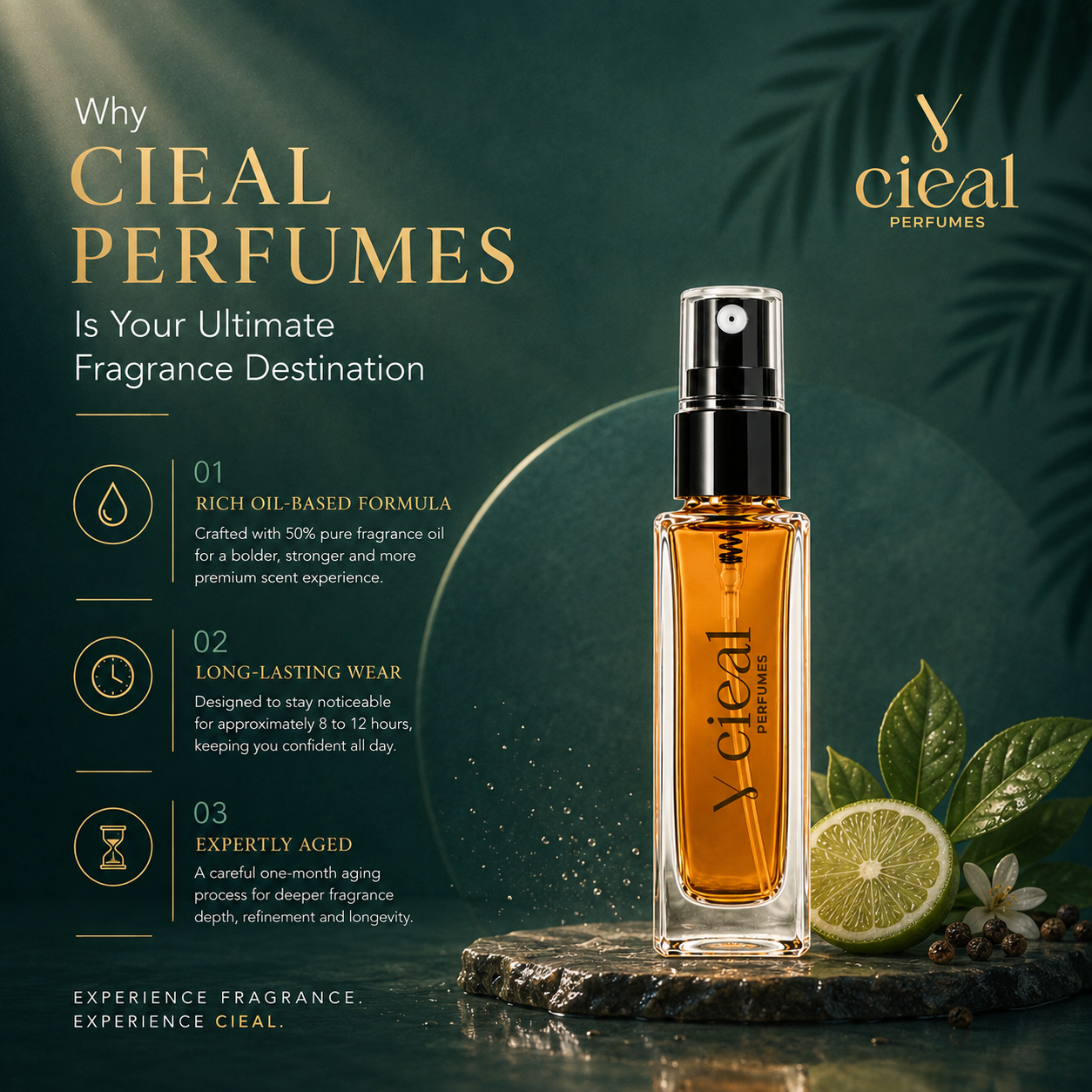 CIEAL Perfume Spray Gift Set of 3 – Eternal Love, Lavender Oud &Jazz – 8ml Each