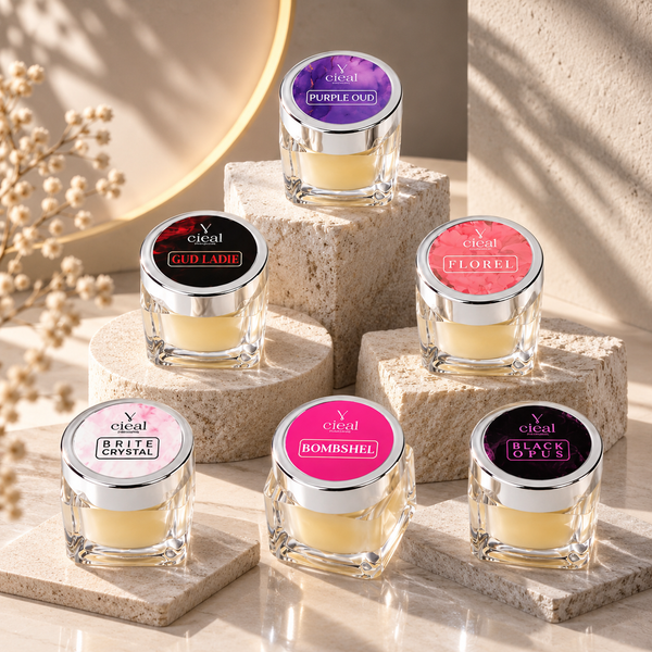 CIEAL PREMIUM SOLID PERFUME SET OF 6 – BLACK OPUS | PURPLE OUD | FLOREL | BRITE CRYSTAL | BOMBSHEL | GOOD GIRL (WOMEN)