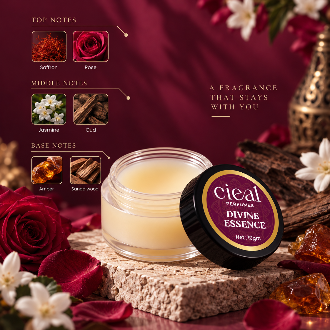CIEAL Solid Perfume Set of 3 – Divine Essence, Prana & Ilanji 10g Each
