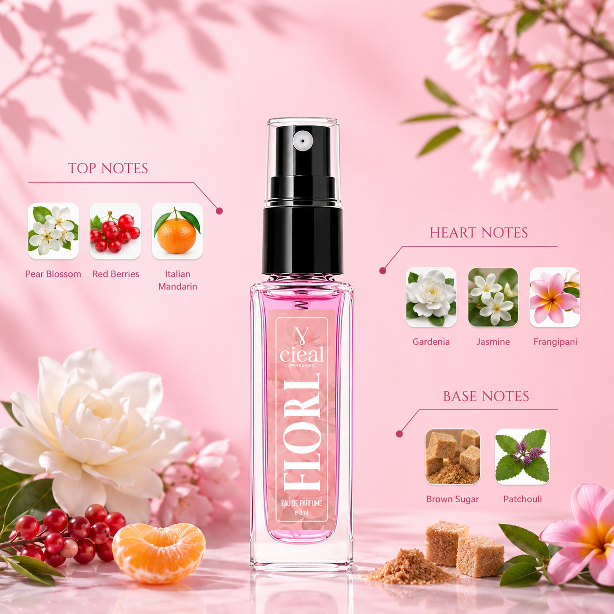 CIEAL Perfume Spray Gift Set of 3 – COCO, FLOREL & BOMBSHEL – 8ml Each