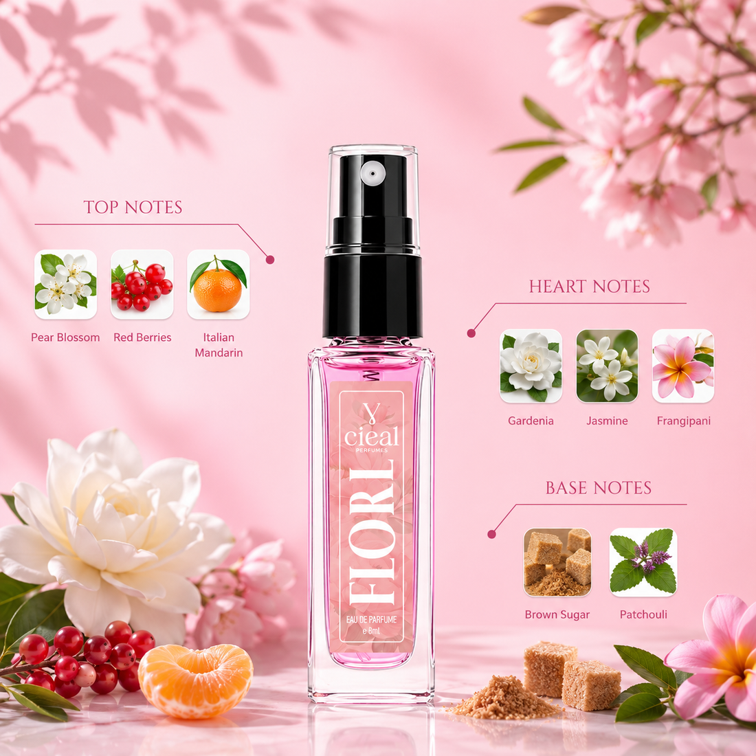 CIEAL Perfume Spray Gift Set of 3 – COCO, FLOREL & BOMBSHEL – 8ml Each