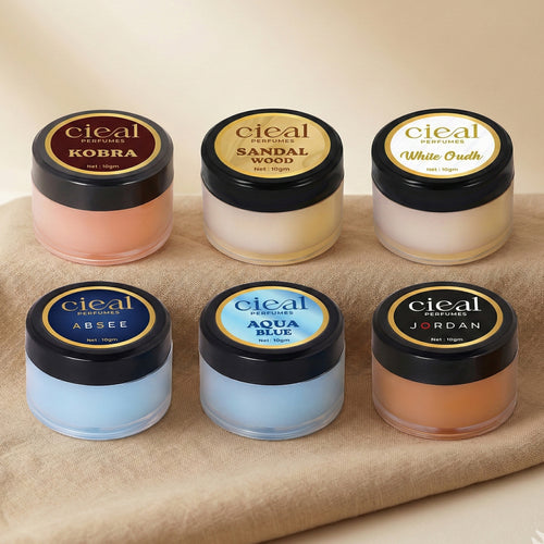 CIEAL SOLID PERFUME SET OF 6 – AQUA BLUE | KOBRA | ABSEE | WHITE OUD | JORDAN | SANDALWOOD