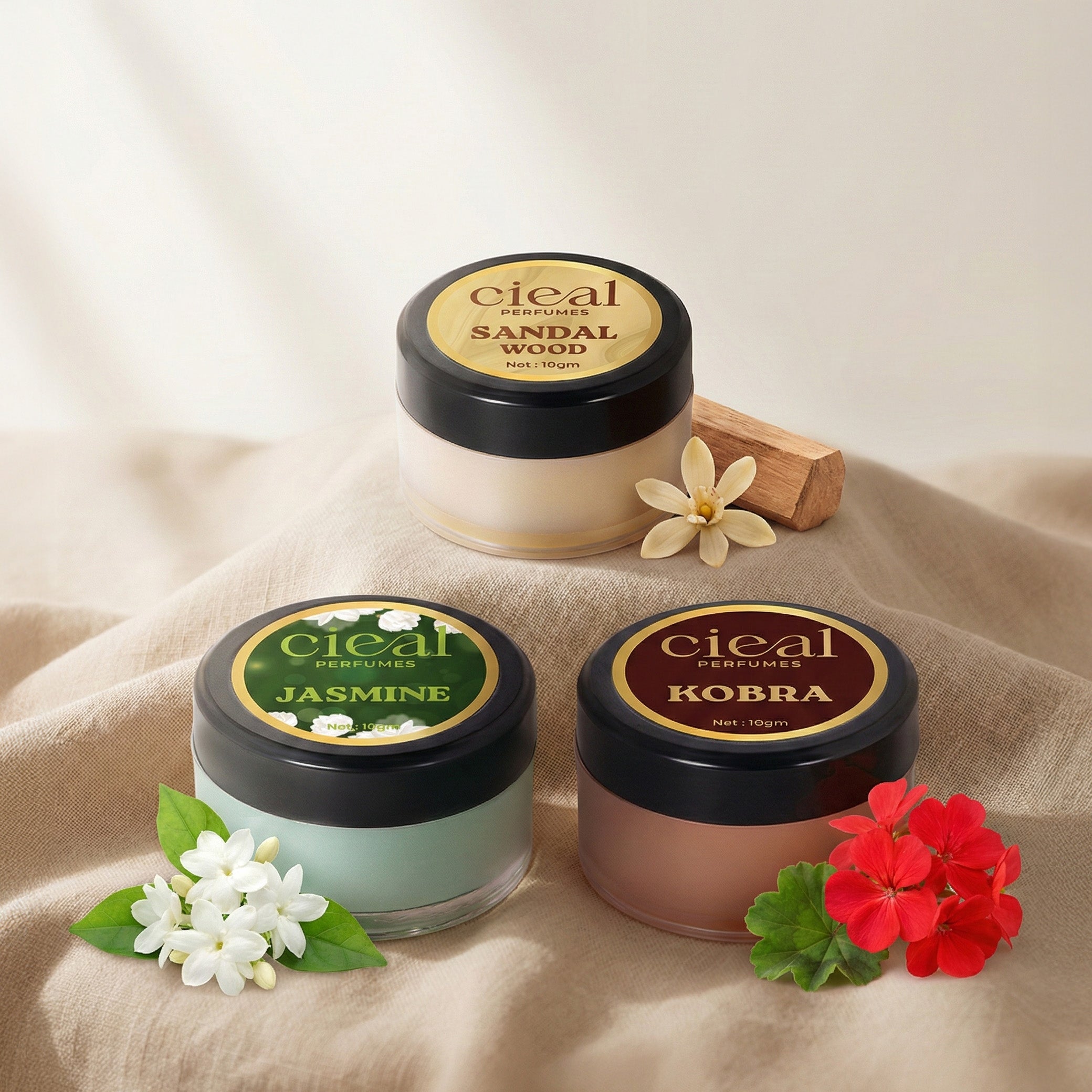 CIEAL SOLID PERFUME SET OF 3 – JASMINE | KOBRA | SANDALWOOD