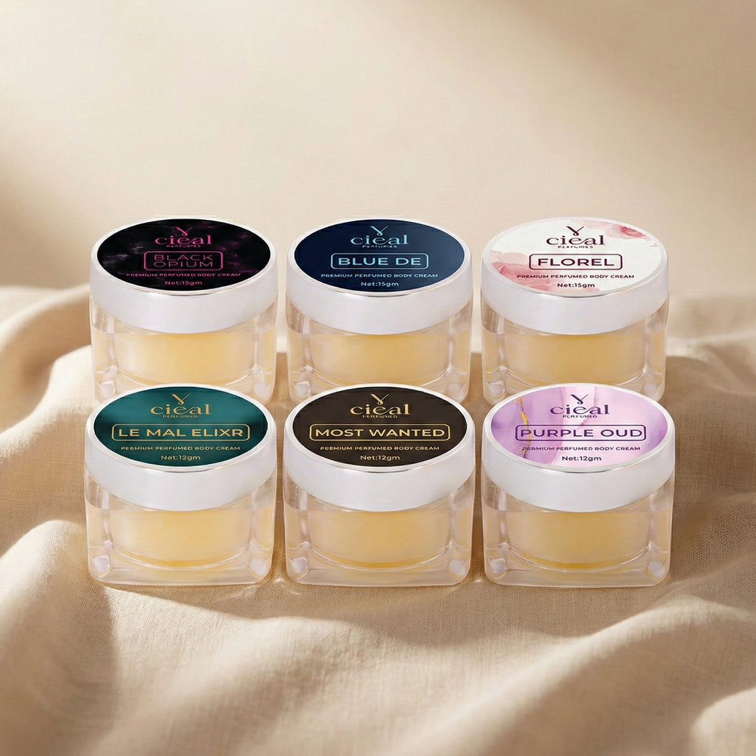 CIEAL PREMIUM SOLID PERFUME SET OF 6 – INSPIRED BY FLORAL | PURPLE OUD | BLACK OPIUM | BLEU DE | LE MAL ELIXR | MOST WANTED (UNISEX)