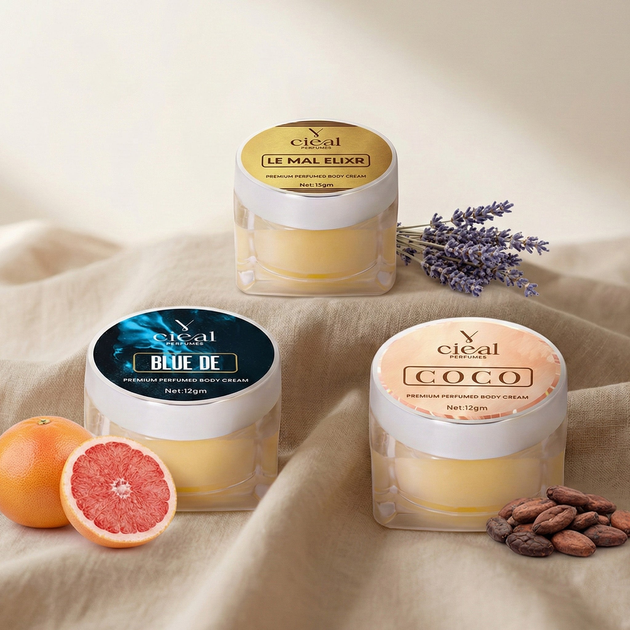 CIEAL PREMIUM SOLID PERFUME SET OF 3 – INSPIRED BY COCO | LE MAL ELIXR | BLEU DE (UNISEX)