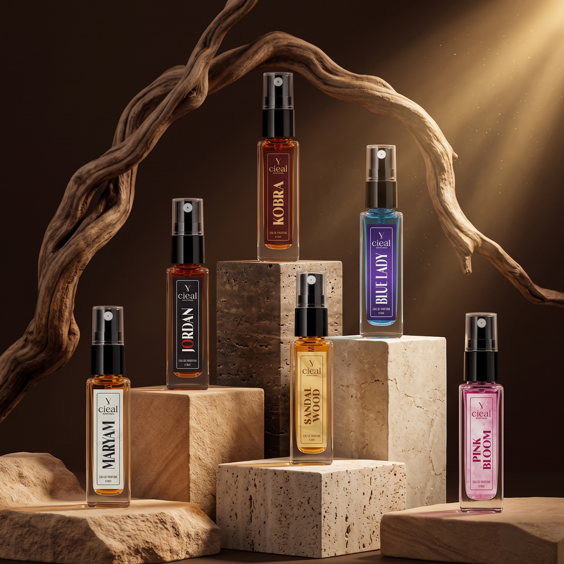 CIEAL Perfume Spray Gift Set of 6 – Kobra, Maryam, Sandalwood, Blue Lady, Jordan & Pink Bloom – 8ml Each