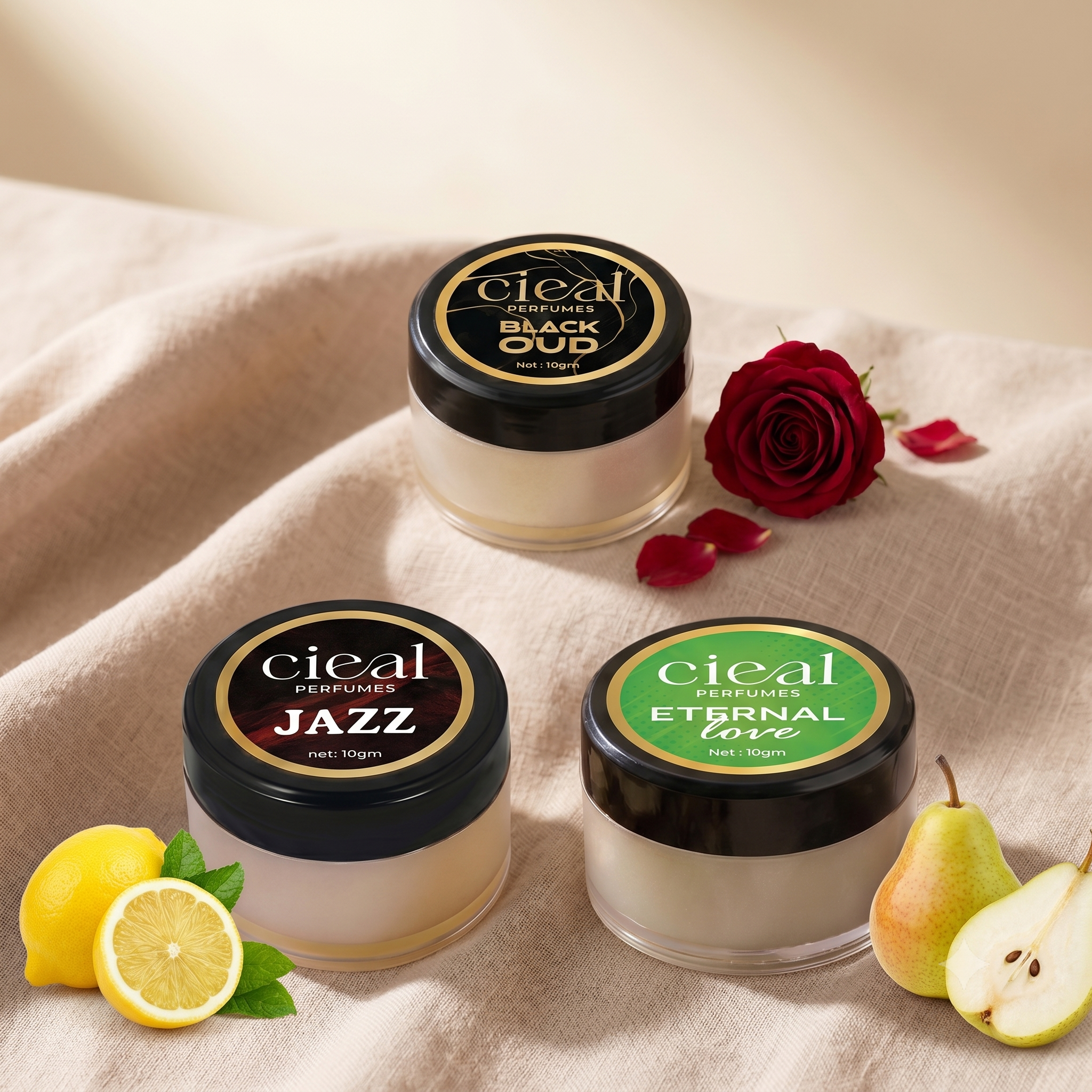CIEAL Solid Perfume Set of 3 – Black Oud, Jazz &amp; Eternal Love | 10g Each