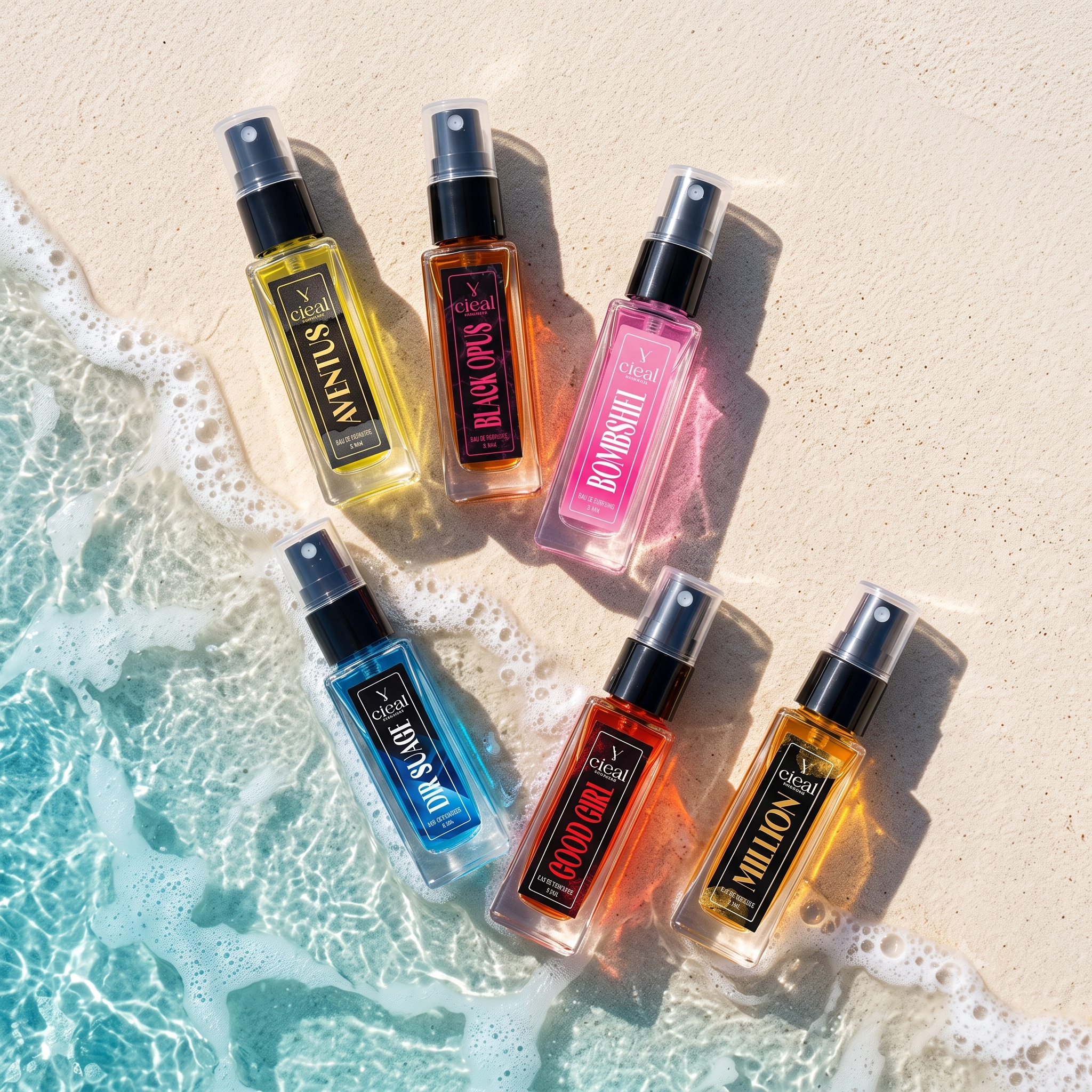 CIEAL Perfume Spray Gift Set of 6 – GOOD GIRL, BOMBSHEL, BLACK OPUS, AVENTUS, MILLION & DIR SUAGE – 8ml Each