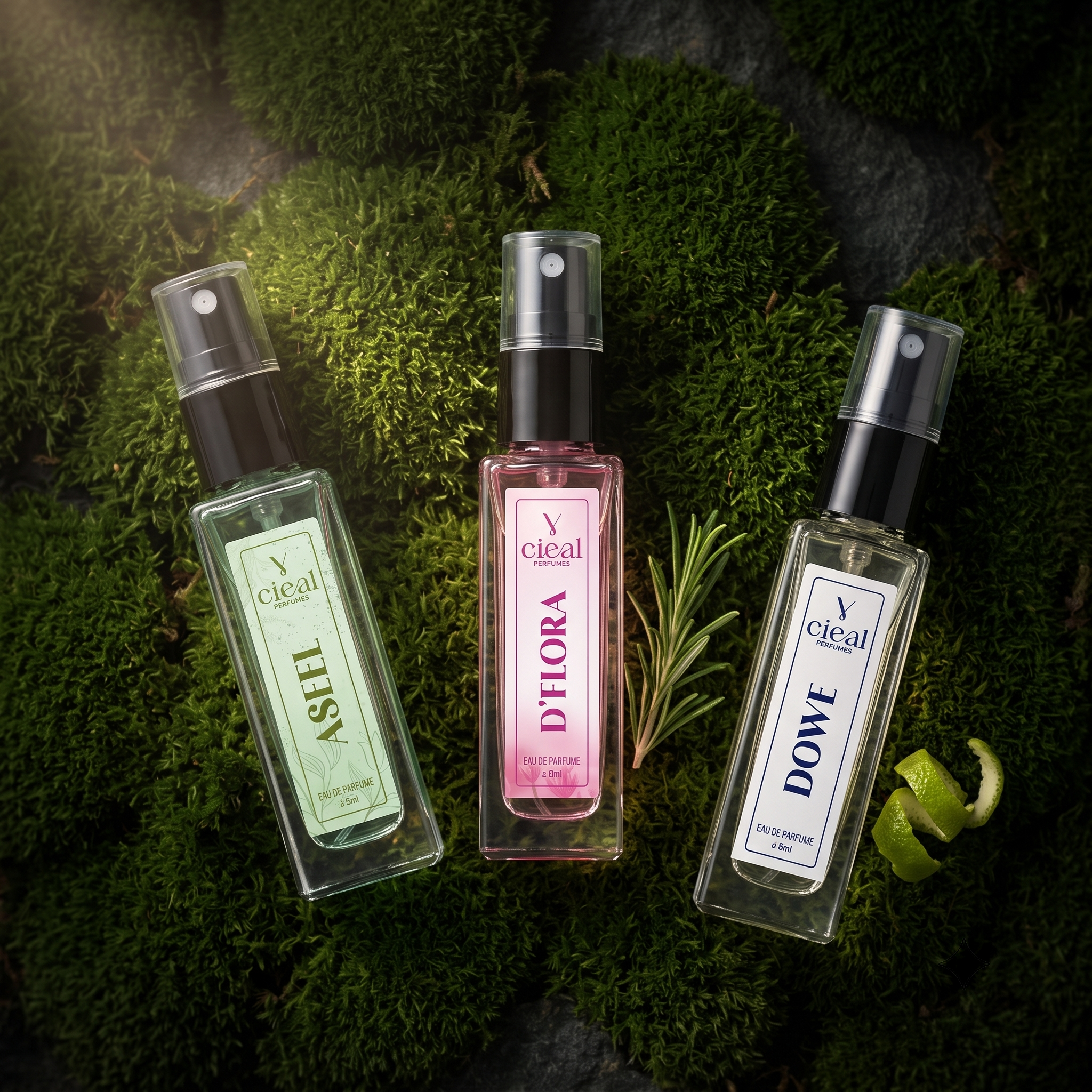 CIEAL Perfume Spray Gift Set of 3 – Aseel, D' Flora & Dowe – 8ml Each
