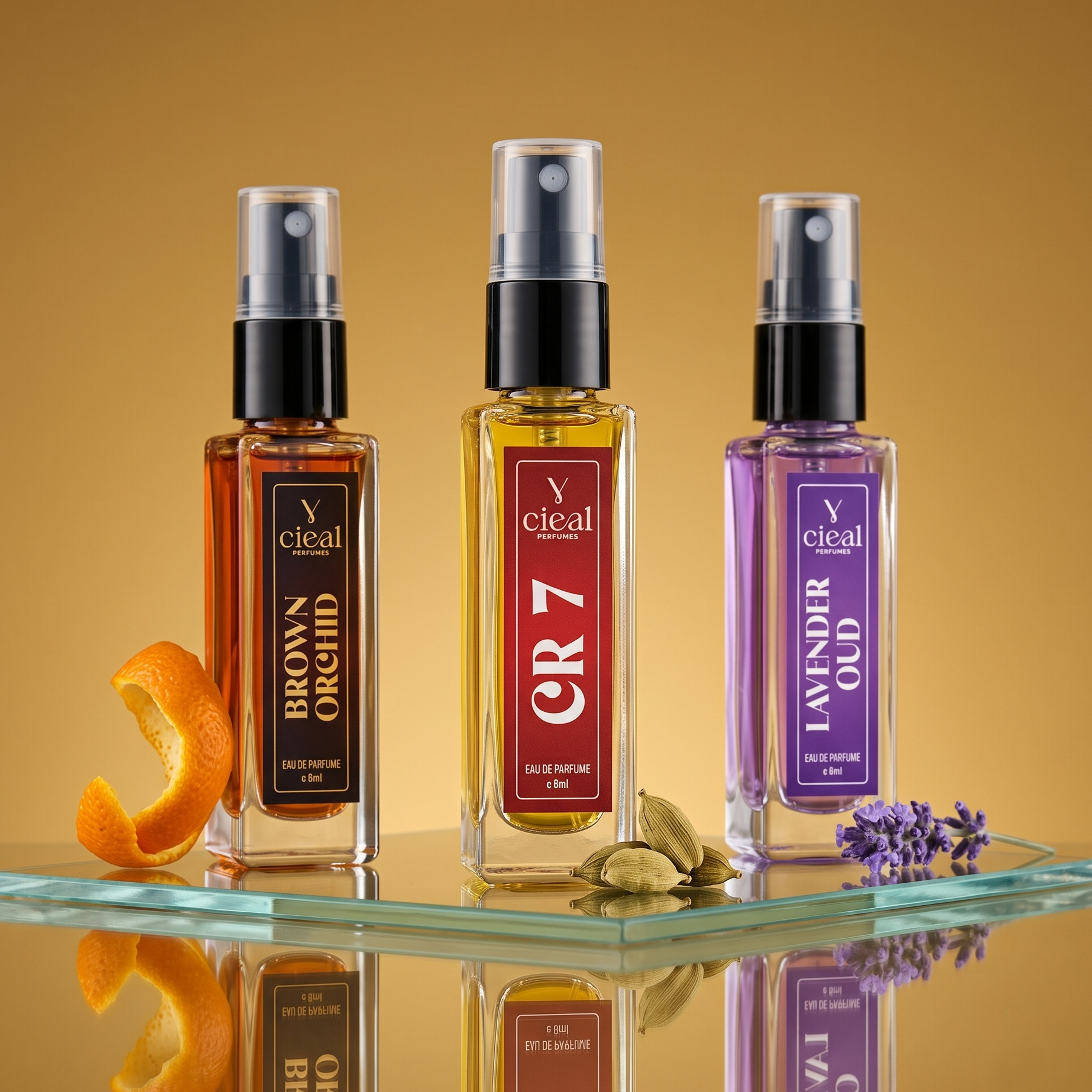 CIEAL Perfume Spray Gift Set of 3 – Brown Orchid, CR7 &Lavender Oud – 8ml Each